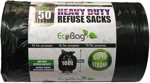 Eco Bag 50 Heavy Duty Refuse Sacks 100 L (Pack of 3)