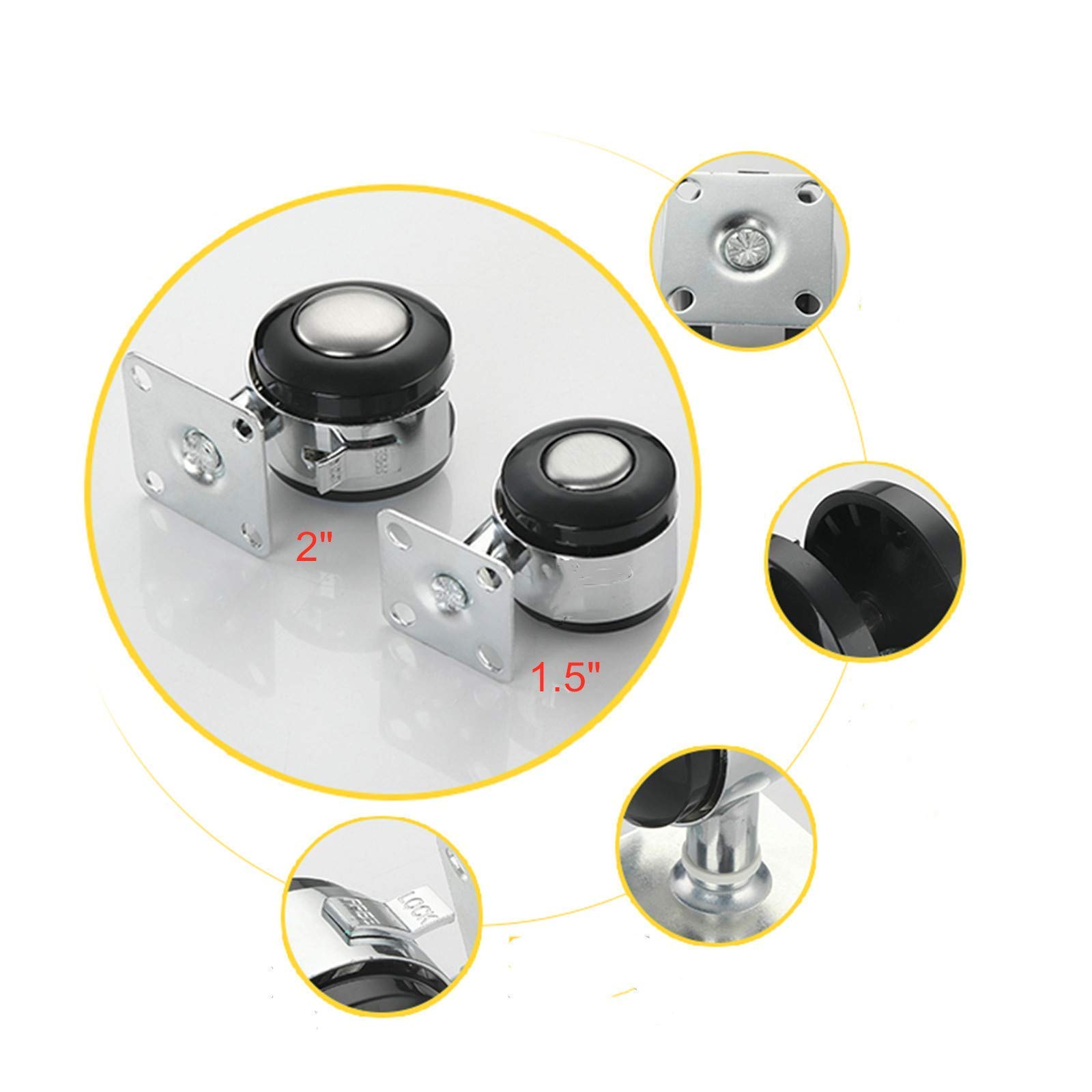 ruedas giratorias para muebles,5 ruedas giratorias para silla de oficina, ruedas giratorias para silla giratoria, ruedas giratorias de placa superior de metal, ruedas de plástico para carros