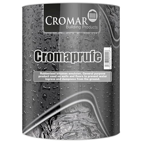 CROMAR Cromaprufe – Rubberised Bitumen Emulsion | Waterproofing & Damp-Proofing Solution for Walls, Floors, and Wood Adhesion | 5L