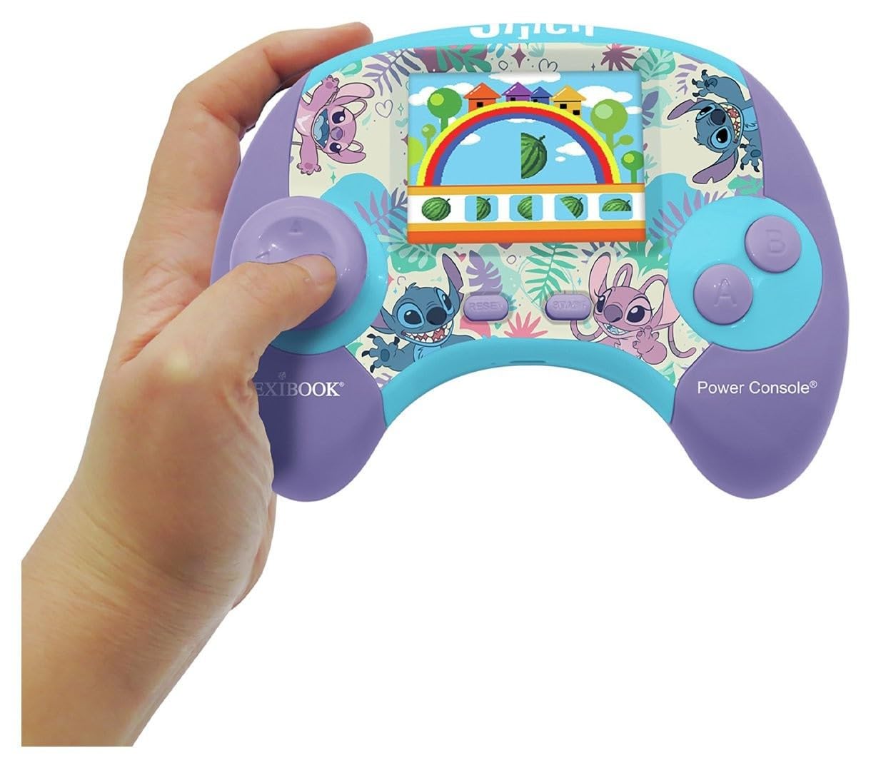 Lexibook, Disney Stitch, Power Console®, Consola de Juegos Educativos Bilingüe Francés/Inglés con 100 Actividades, JCG100Di1
