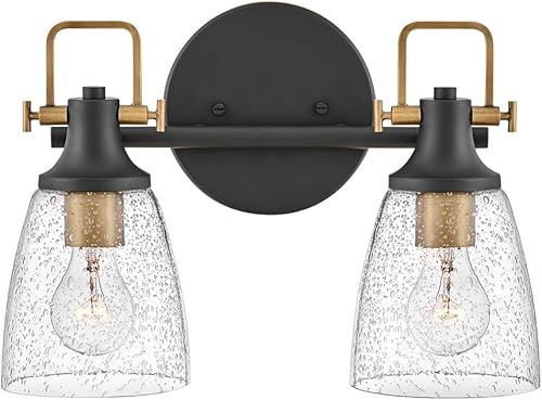 Miniatura 12 de Hinkley Easton - Accesorio de tocador de baño de tres luces, moderno industrial, pantalla de vidrio transparente, se monta hacia arriba o hacia