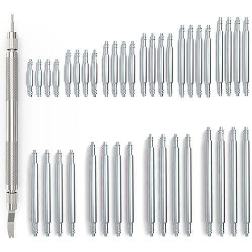 Wellfit Watch Band Pins Replacement Kit with 40pcs Heavy Duty Stainless Steel Watch Pins, 6 Sizes Diameter 1.5mm and 4 Sizes Diameter 1.8mm Watch Spring Bar