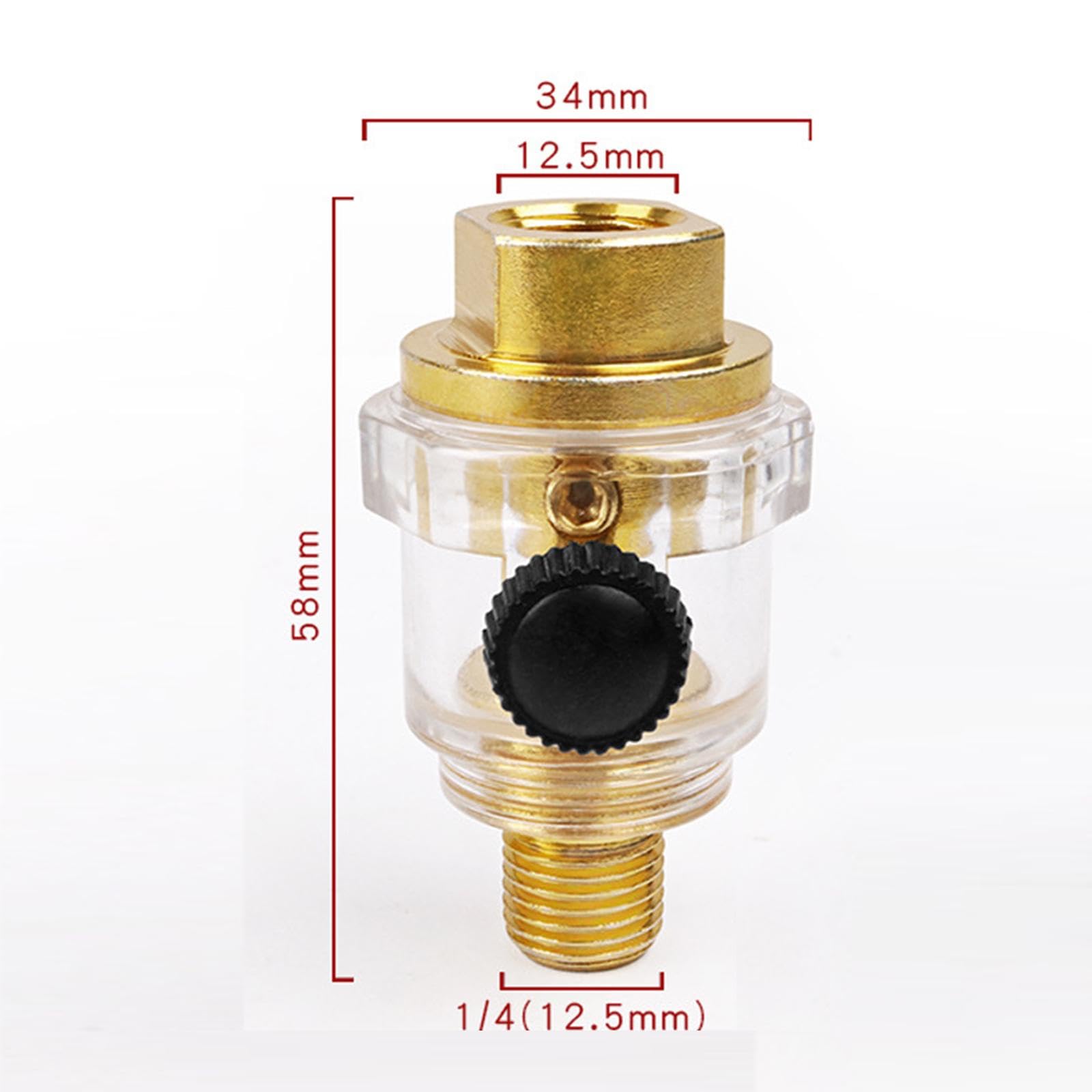 Qianly 2 Piezas Lubricador de Aire en Línea Mini 1/4 Pulgadas Lubricador Aceite Compresor Tubería Automático Cubierta Transparente Cuerpo de Aleación de Zinc, 6 piezas