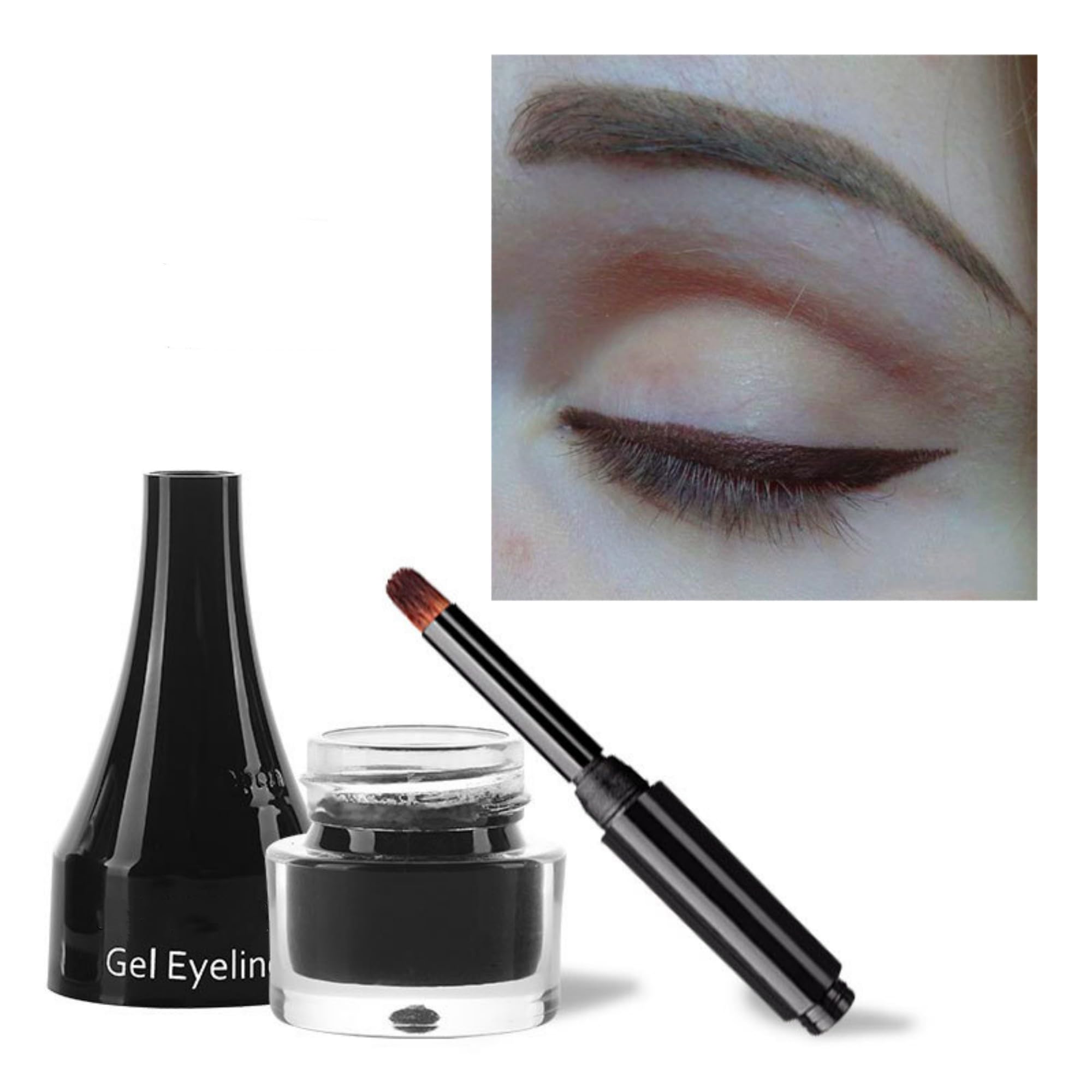 Gel Eyeliner 10 Colors Smooth Cream Matte Eyeliner Gel Longlasting Waterproof and Smudgeproof High Pigment Eyeliner with Brush (03 Brown) (Matte, 03 Brown)