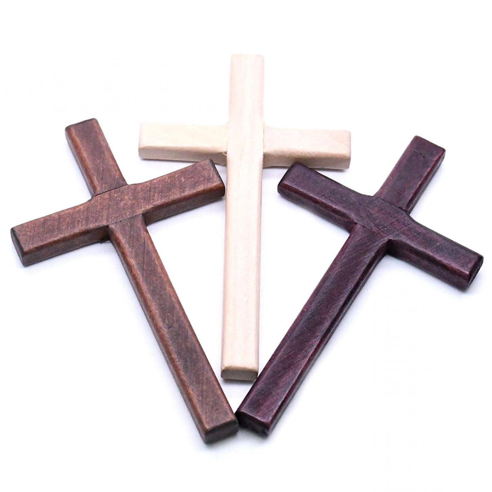 Generic 2pcs Christ Wooden Crosses Hand Carvings Religious Cross Christian Pray Crucifix Jesus for Men & Women Ornaments For Church, House Warming, Wedding (Wine Red)