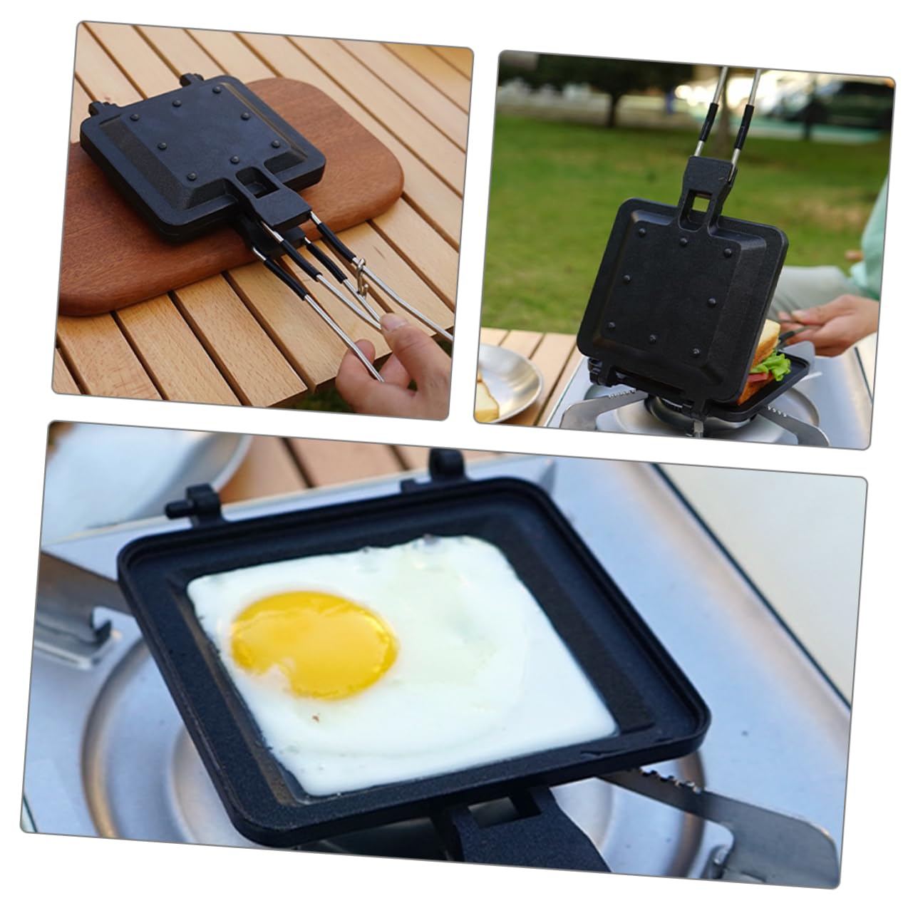 Cabilock Poêle Antiadhésive Double Face À Poignée Ergonomique Pour Sandwichs Et Machine À Sandwichs Presse À Sandwich Gadget De Cuisine Plaque De Cuisson À