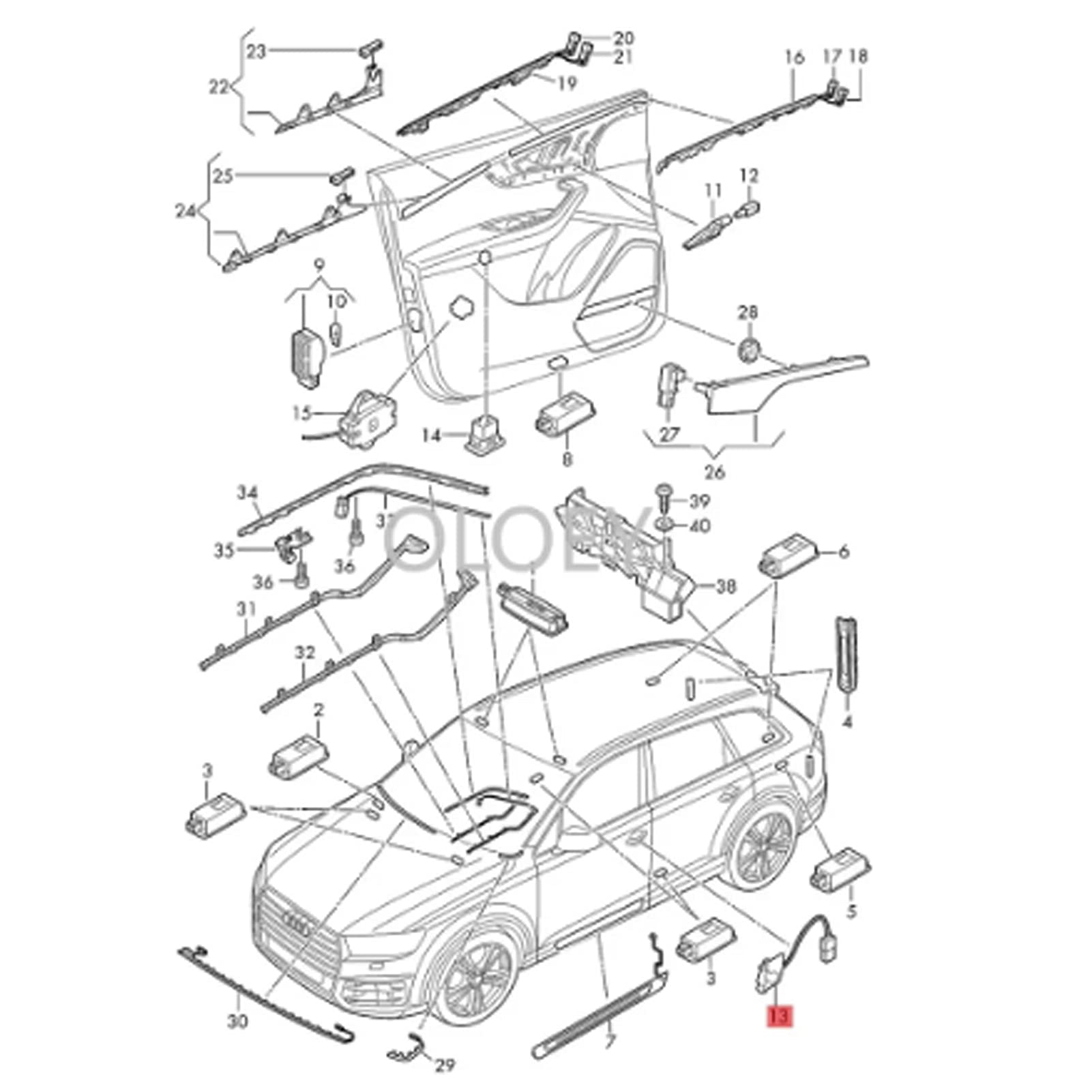 You You 1 STUK Ambient verlichtingsdeur handvat buiten deurklink licht geschikt voor Audi A6LC7 A8 A7 Q7 4H0 947 133 A 4H0 947 134 A (Color : 4H0947134A Right