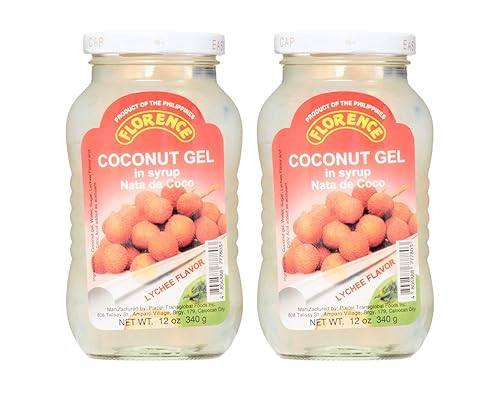 Florence Gel de coco en almíbar sabor a lichi Nata de Coco 11.99 oz, paquete de 2