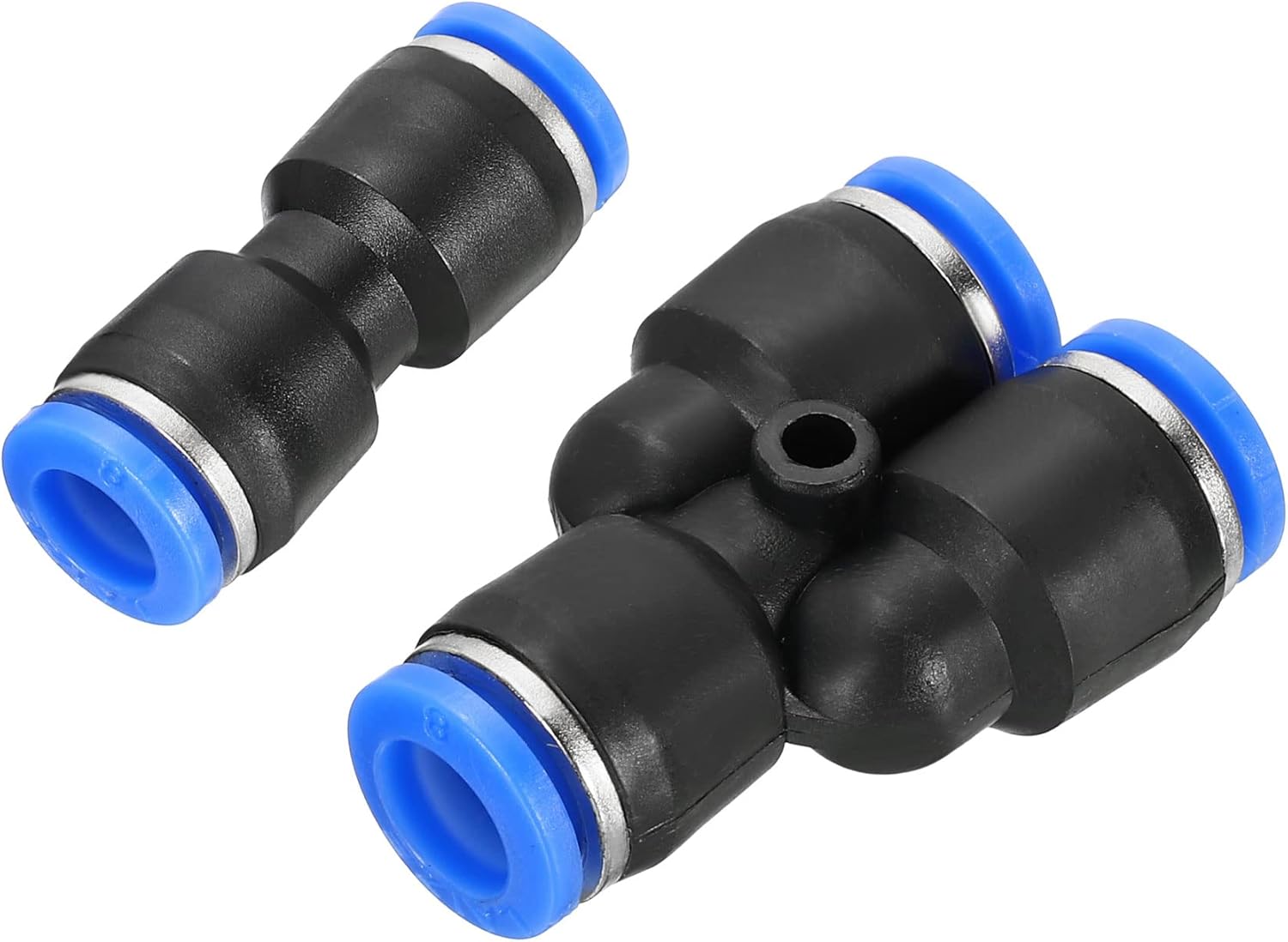 MECCANIXITY 5pcs Push to Connect Fittings Straight Quick Connect 5/16" OD Tube Fittings and 5pcs 8mm Y Shaped 3 Way Pneumatic Air Hose Fittings