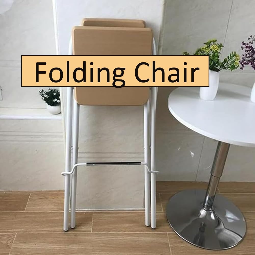 Seggiolone Pieghevole da Cucina per Colazione, Sgabello da Bar Sgabello Seggiolone Compatto Portatile (Color : Natural+White, Size : 70cm/28inch)