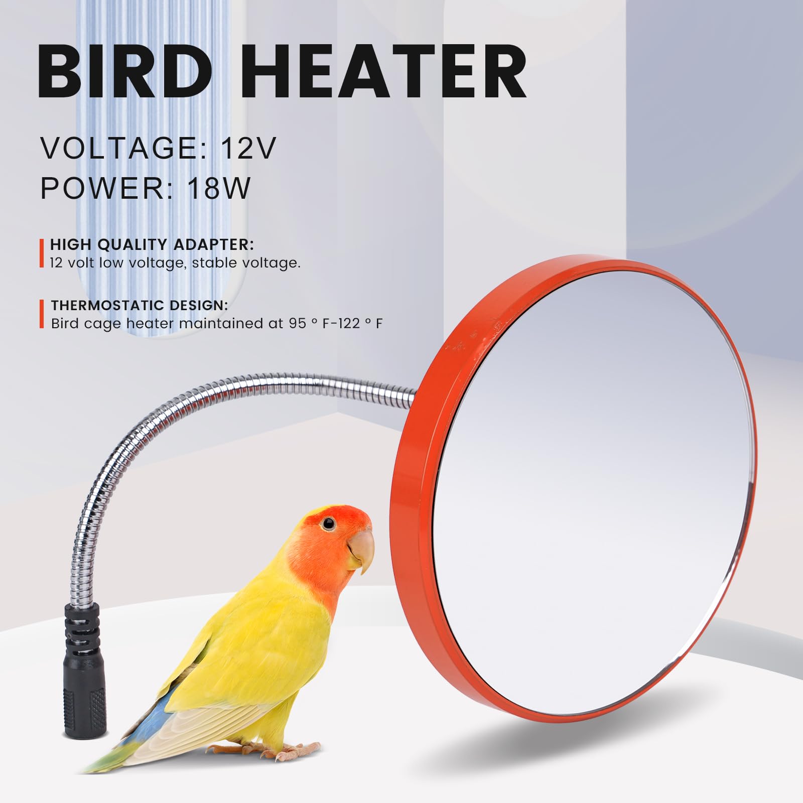 Calentador para Jaula de PáJaros, Nuevo Calentador de PáJaros para Loros Calentado para Jaula de PáJaros 18W Placa Calefactora para Loros, Pavos Reales y CacatúAs