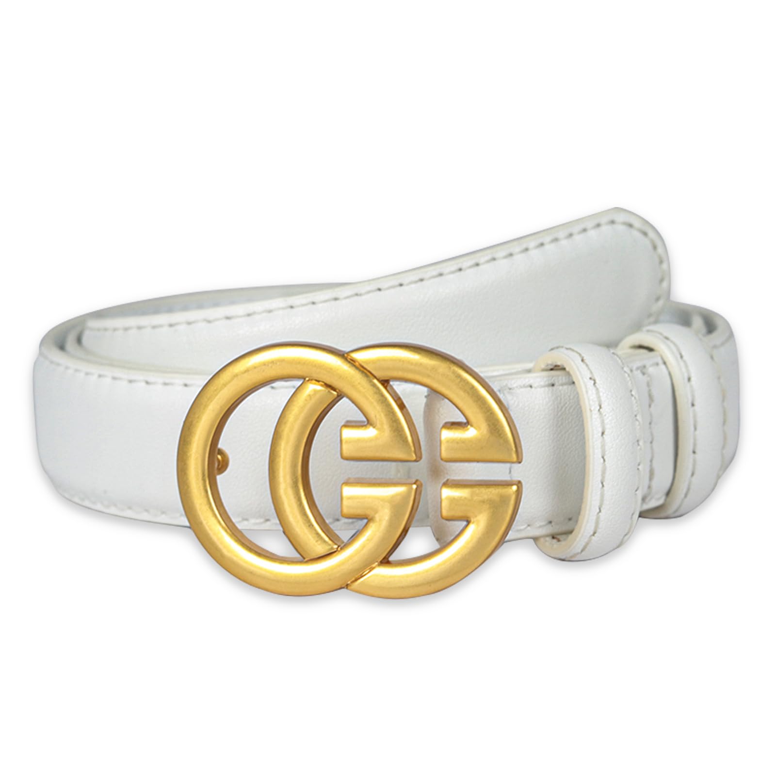 Women's Fashion Classic Metal Buckle Leather Belt with Jeans Dress