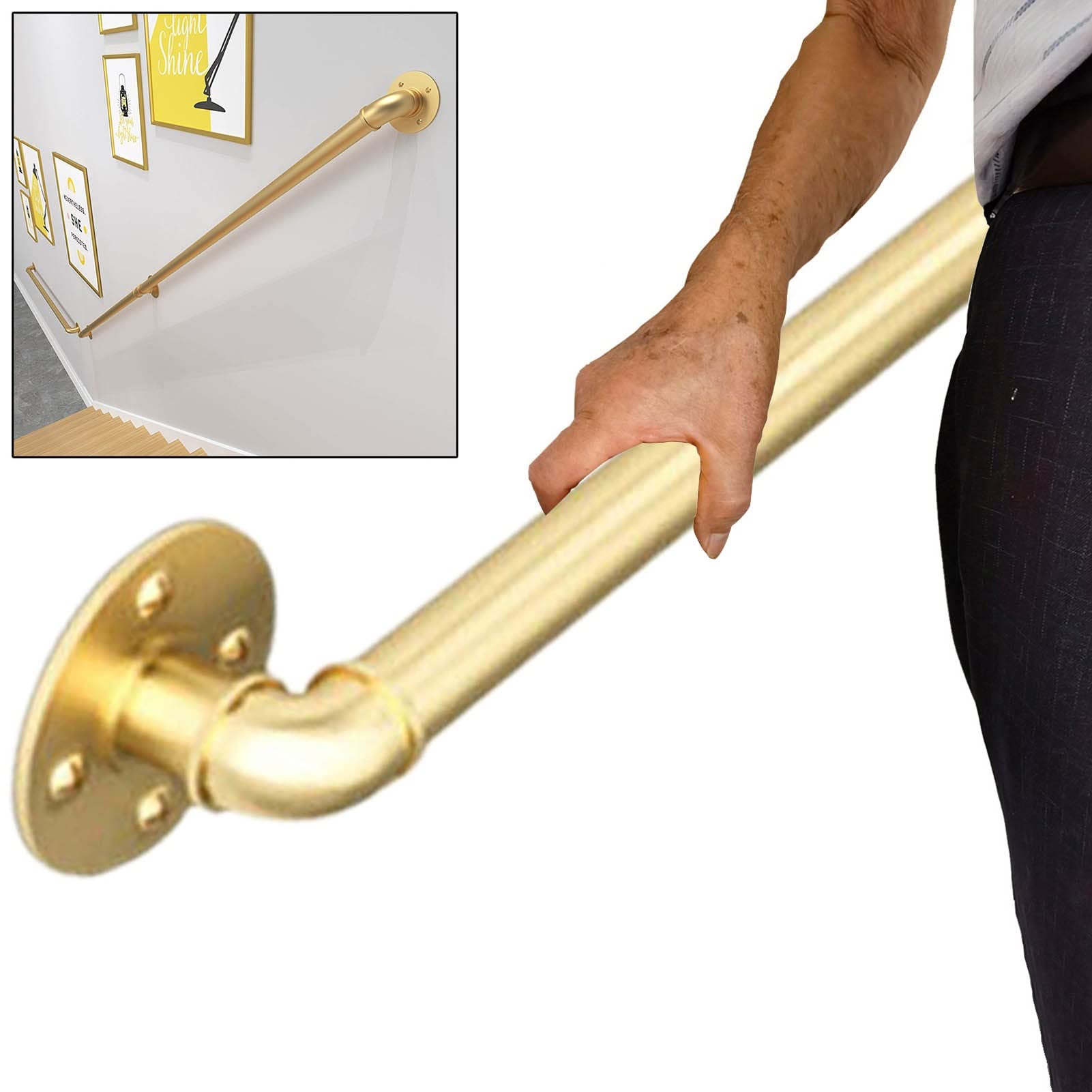 Buy Staircase handrail Gold Handrail Stairs, 1.5m 2m 3m 4m 5m 6m