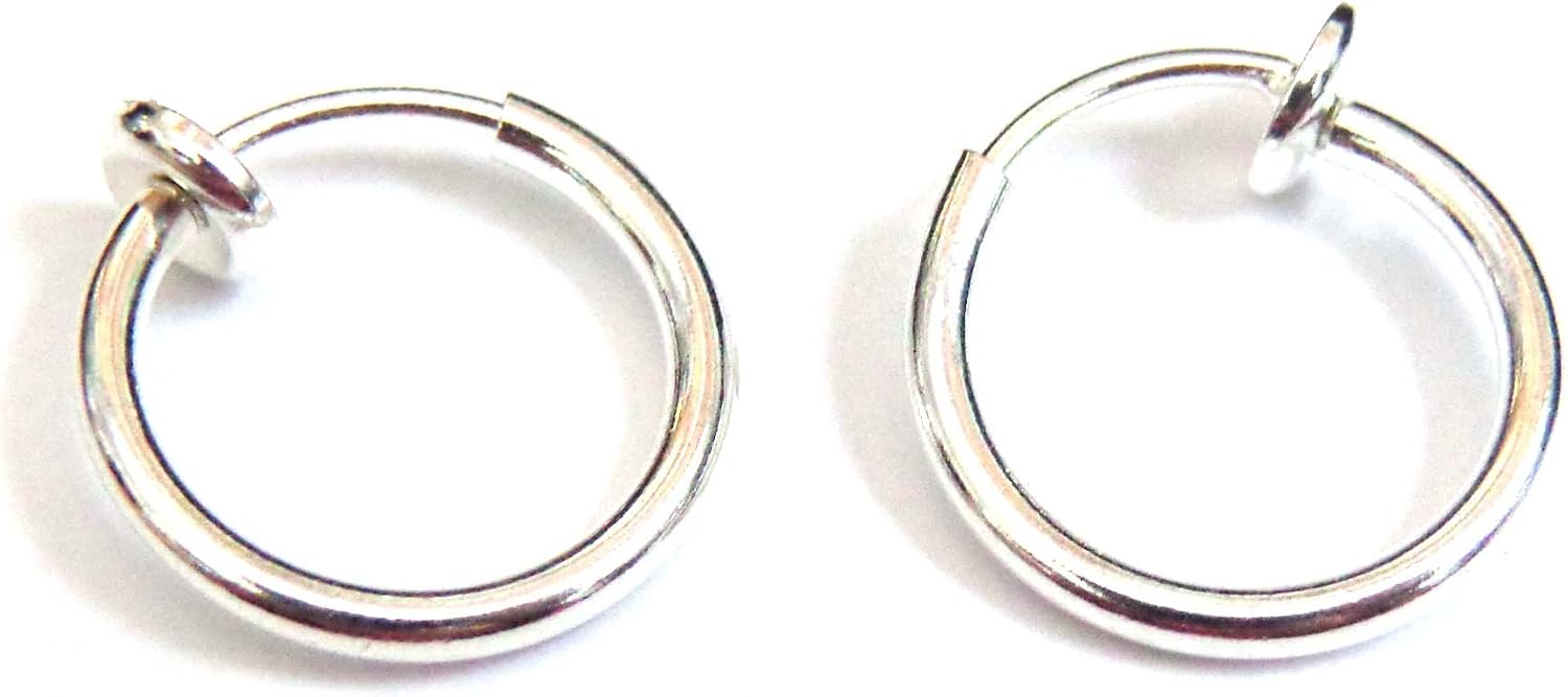 Clip-on Hoop Earrings Assorted Colors 1 inch Circle Hoop Earrings Spring Closure Not Pierced