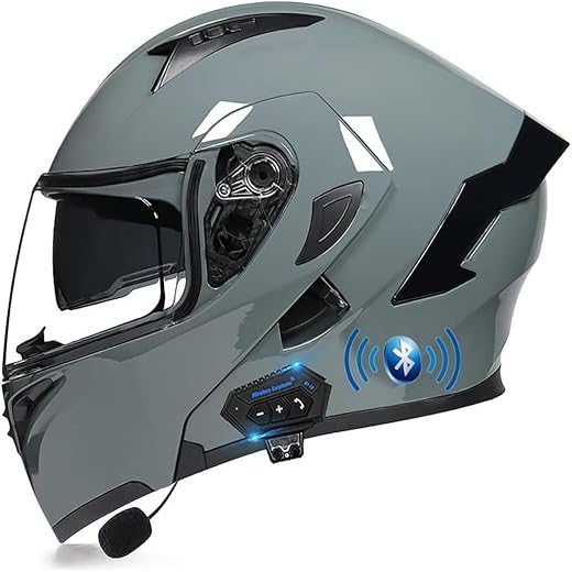 Bluetooth Casco Modulare per Moto, Casco da Moto a Doppia Visiera Integrati Omologato DOT/ECE, con Doppio Altoparlante E Microfono