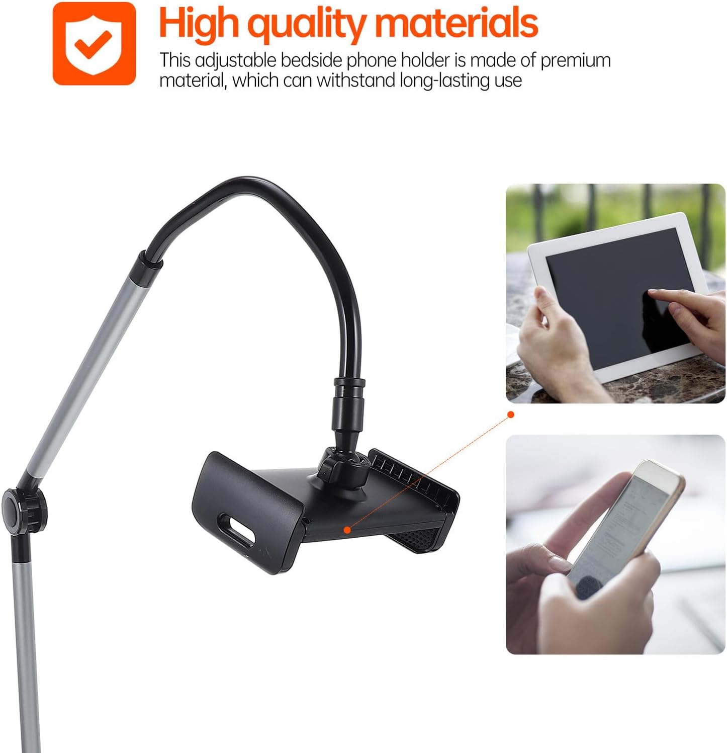 DOITOOL Clip-on Phone Stand and Tablet Bracket 4.7-12.9 Inch Adjustable Rotating Bedside Phone Holder for Home and Office Use