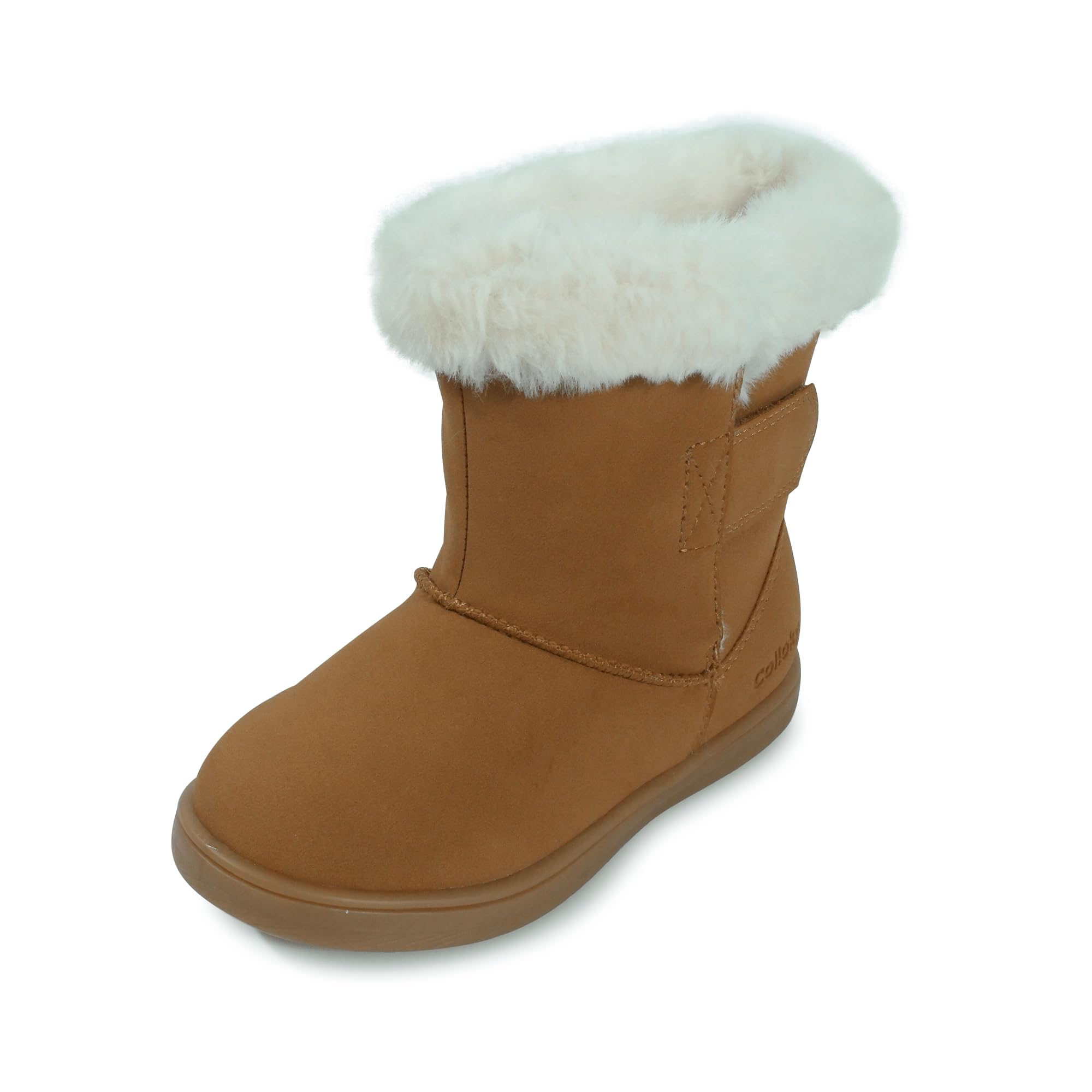 COLLOKY Toddler Ankle Boots for Girls - Water-Resistant Faux Fur-Lined Winter Snow Booties, Non-Slip Outsole, Durable and Comfortable - Ideal for Cold Weather and Outdoor Play - Camel, 6