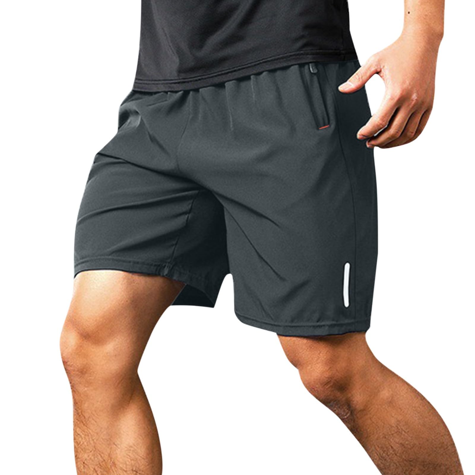 Mens Casual Shorts Athletic 5 Inch Inseam Male Summer Sport Shorts Quick Drying Reflective Marker Drawstring Loose