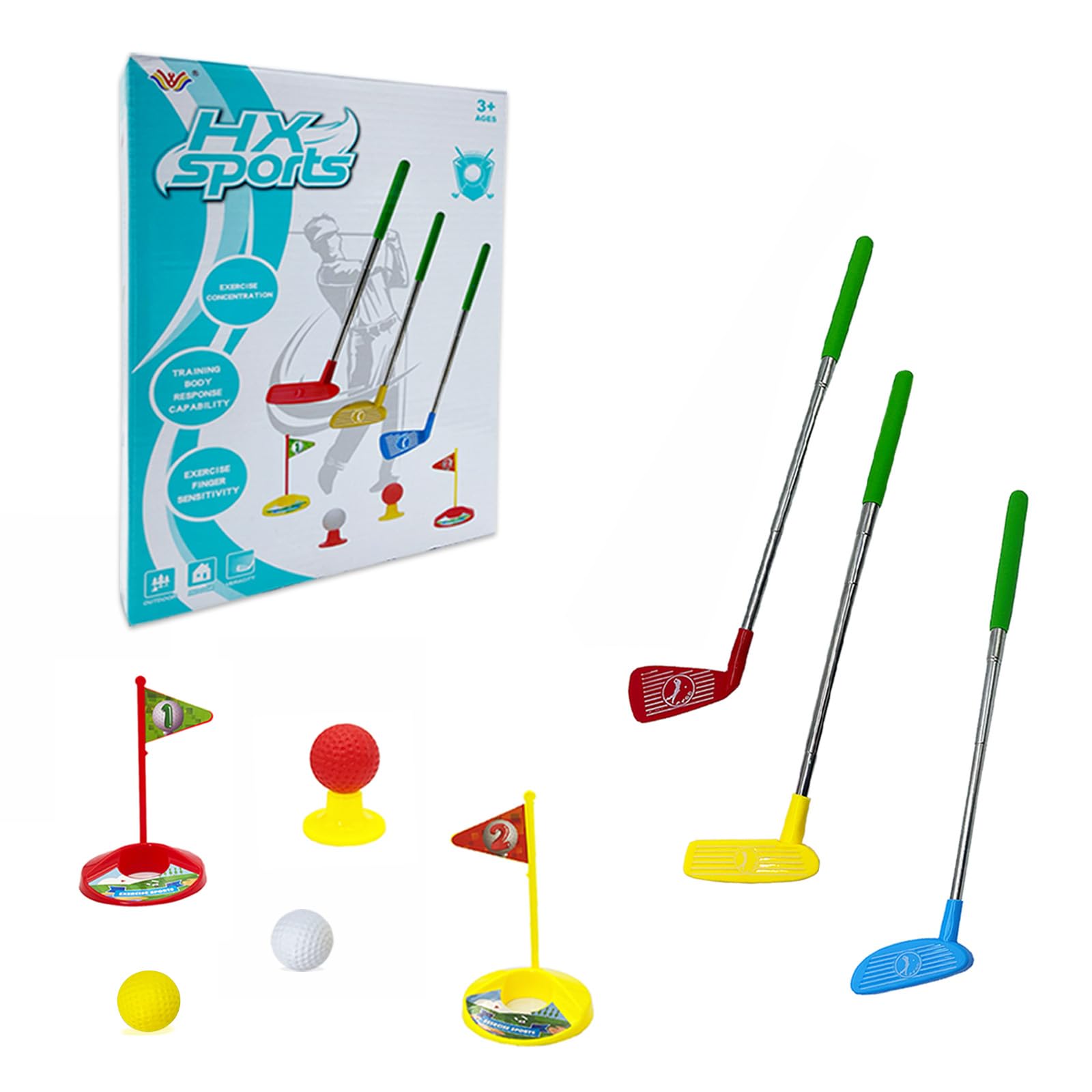 Puasok Minigolf Set Kinder - 12-teilig Mit Verstellbaren Schlägern