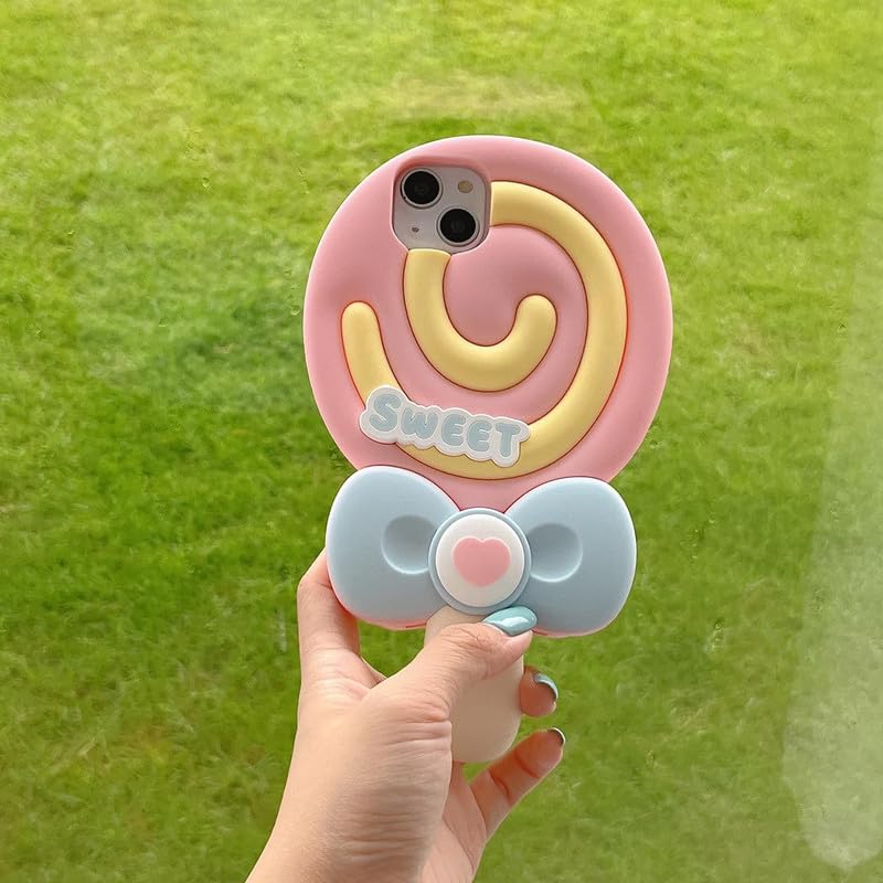 Image of COVERLY for Apple iPhone 12 Pro 3D Cute Cartoon Lollipop Case,Full Protective Case Kawaii Cotton Big Candy Sweetheart Pop Case with Super Sweet Pink Soft Silicone Fashion Aesthetic Cover