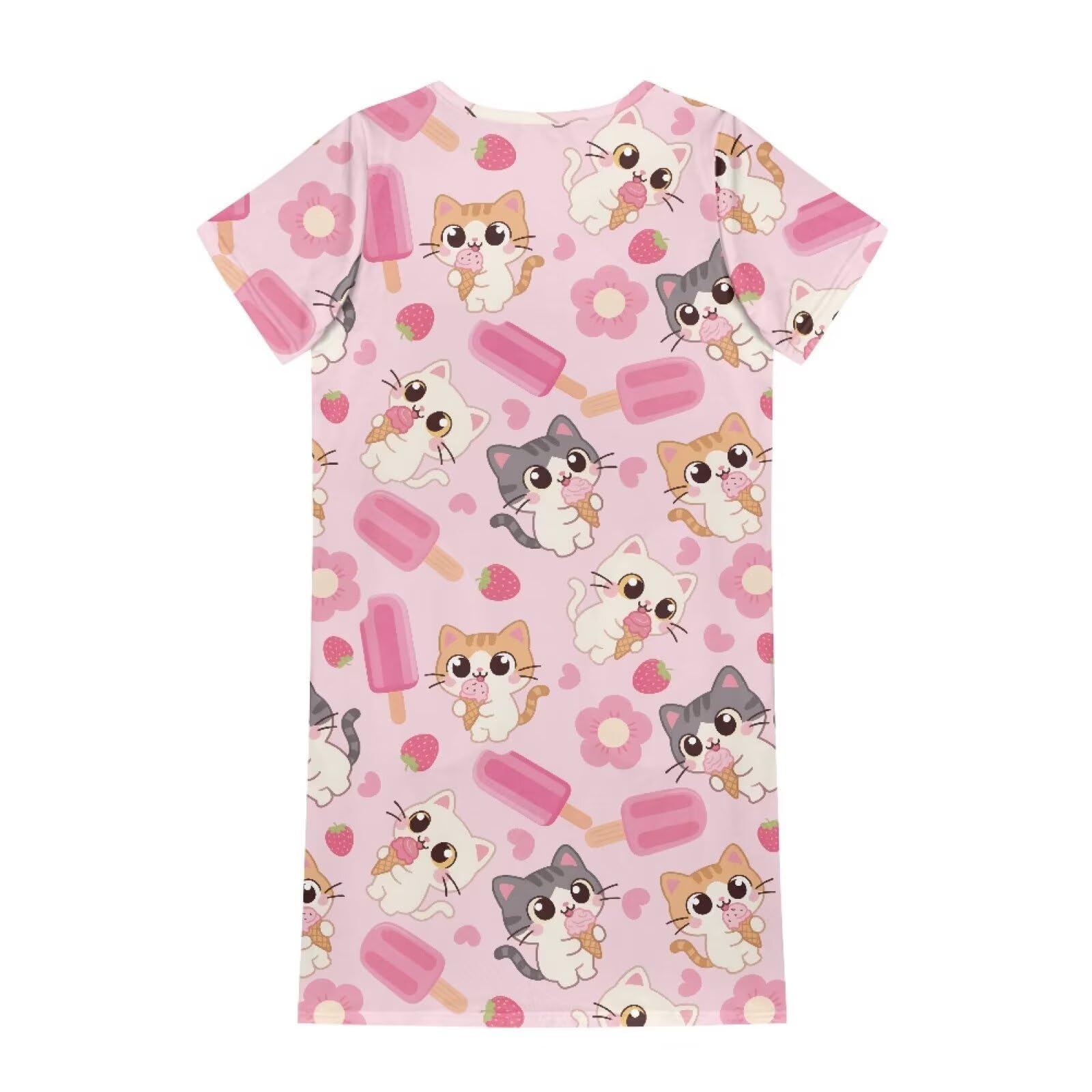 Camisón de manga corta para niñas de 3 a 14 años, de poliéster