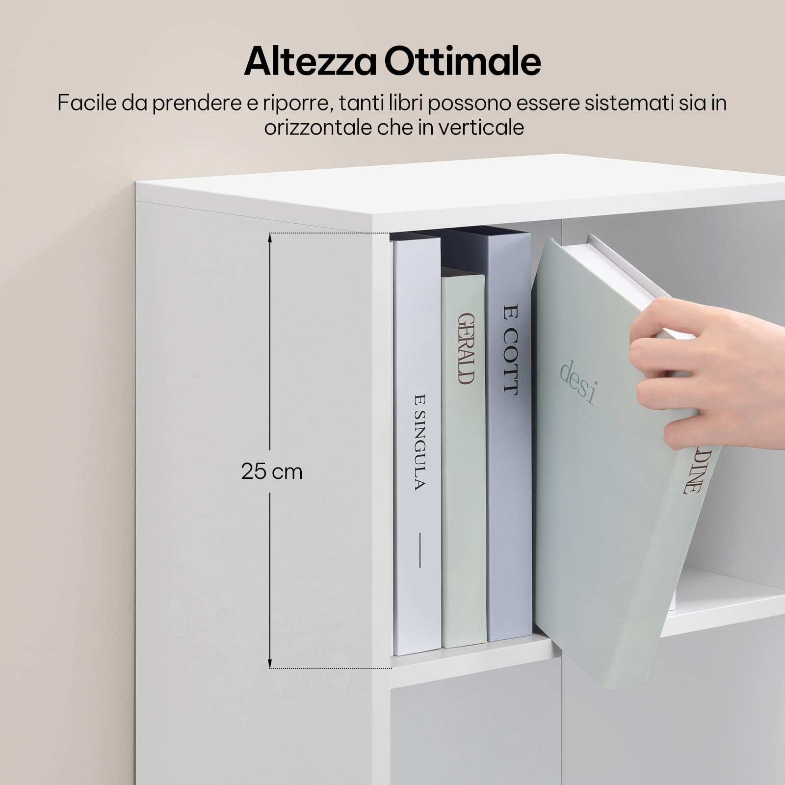 eSituro Libreria 3 Scomparti 1 Armadietto 34x24x106 cm Bianco | Verticale; Truciolare e MDF; Salvaspazio; Studio ufficio; Montaggio facile