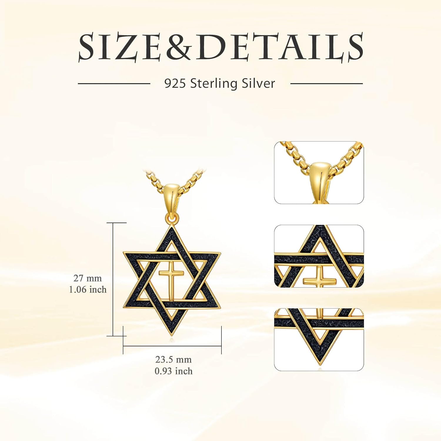 Gold Star of David Necklace for Men 925 Sterling Silver Star of David Cross/Lion/Tree of Life Pendant Jewish Jewelry Valentines Day Gifts for Men Women - Image 2