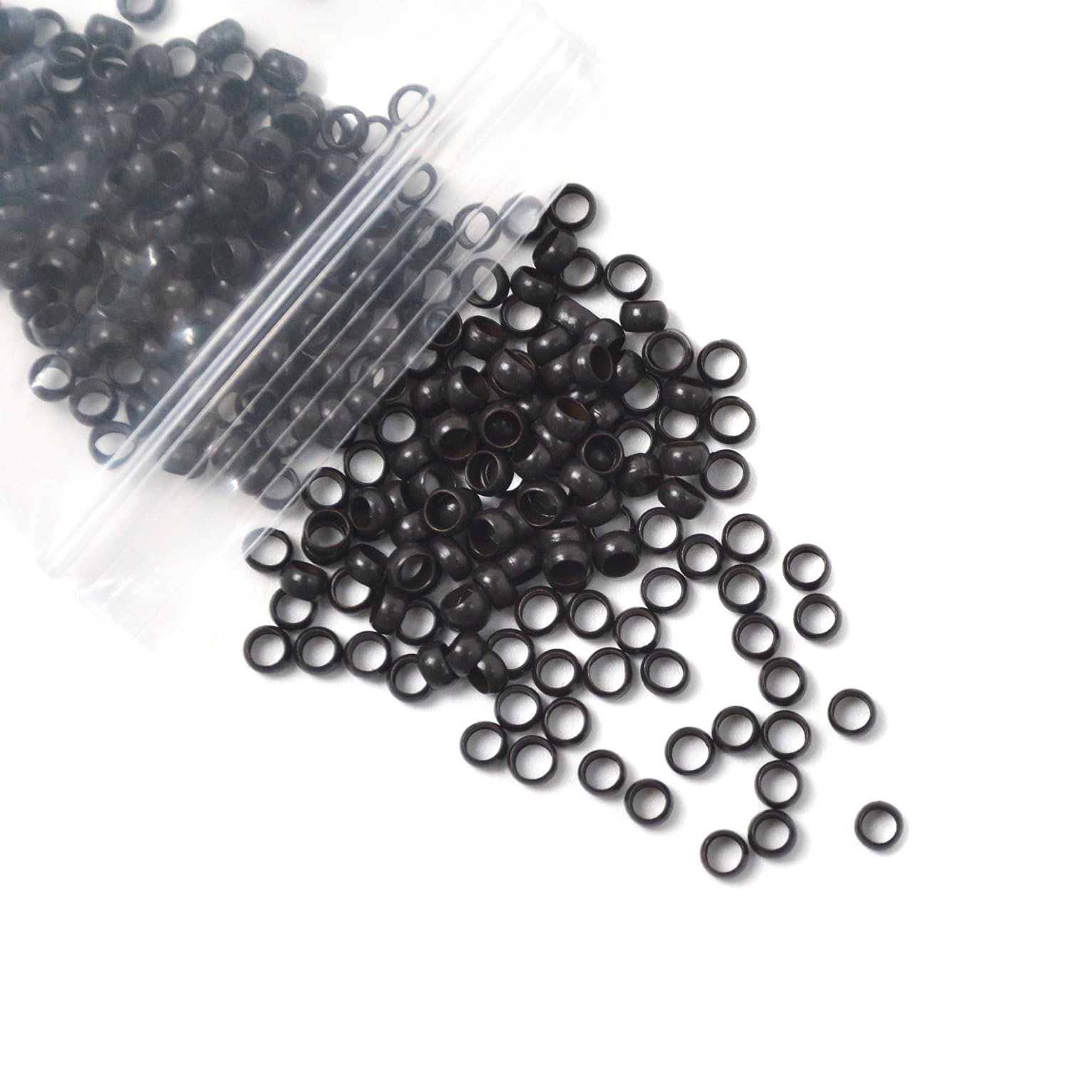 4.0mm Nano Beads Micro Links Copper Nano Rings Hair Beads for Hair Extensions (200Pcs Dark Brown), 4.0(200 Pcs) - Image 3