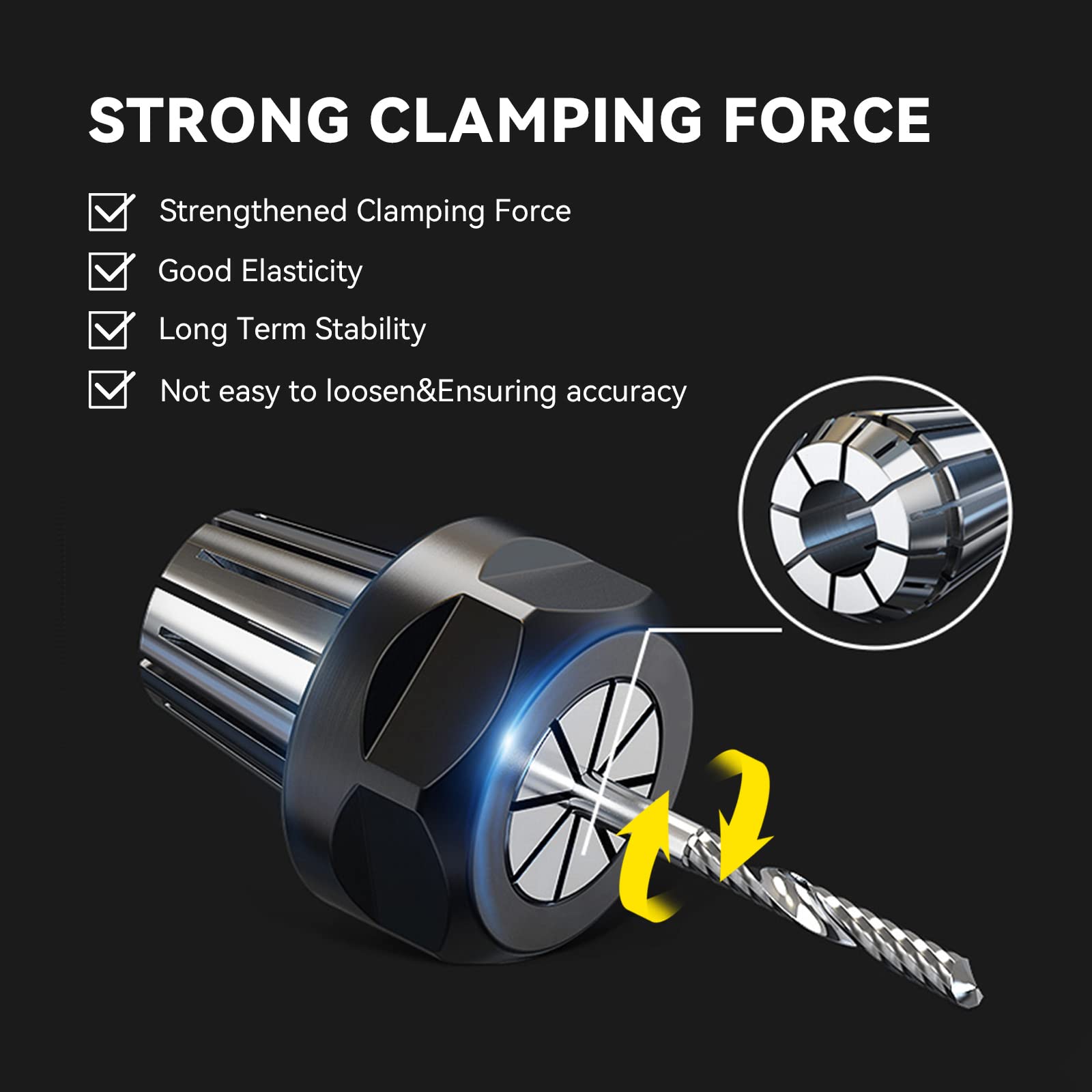 Set Pinze ER20 Per Macchine CNC - 10 Pezzi, Alta Precisione, Range 1/8"-12mm, Acciaio Molla