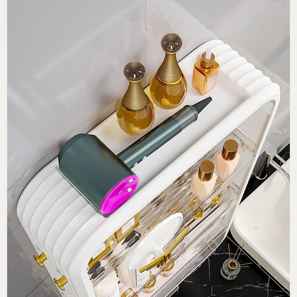 PRUJOY Organizador de Maquillaje, Caja de Almacenamiento de cosméticos para Interiores, Estante de Pared sin Perforaciones para Cocina, Estante de Productos para el Cuidado de la Piel (Brass 70 cm)