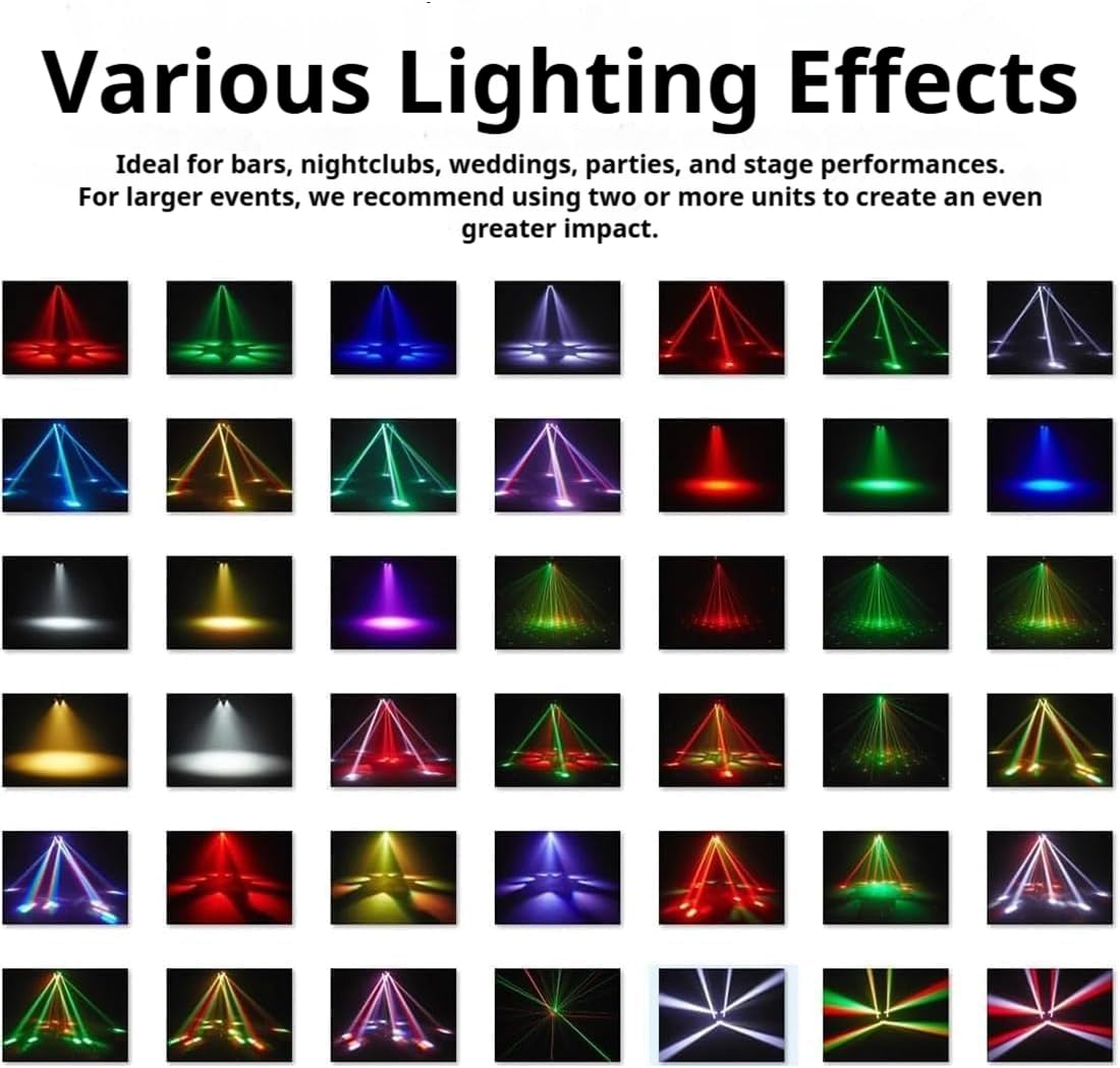 2026 Nouvelle lampe atmosphérique LED multi-faisceaux, lampe de scène rotative à 6 bras de 150W, 0-100% de dimmabilité, laser/stroboscopique, support de télécommande et activation par son pour DJ