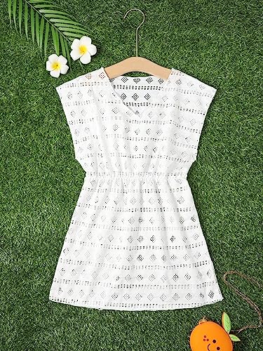 Milumia Girl's Eyelet Hollow Beach Coverups Swimsuit Swimwear Cover Up3