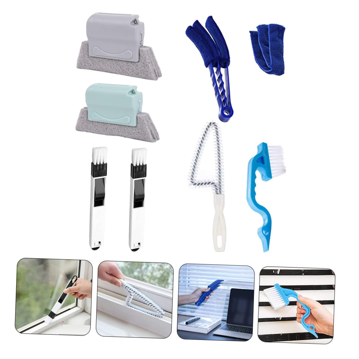 8piezas Cepillos para Limpiar Persianas y Ventanas Cepillos De Mano para Limpieza De Esquinas y Ranuras para Ventilación De Aire Acondicionado Limpiador De Teclados Plumero para Co