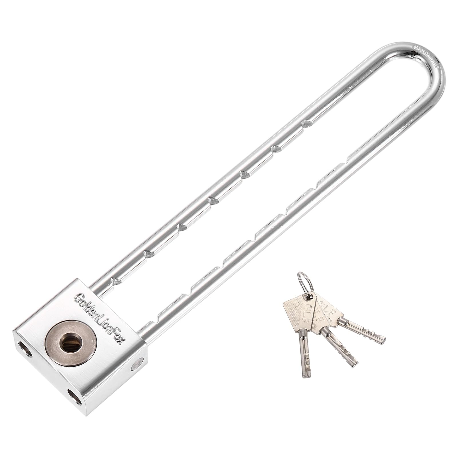 PATIKIL Long Shackle Padlock with Keys 6.69", Solid Brass U-Shaped Extra Long Extended Adjustable Shackle Lock for Locker Padlock Glass Door Gym Gate Fence Shed, Silver