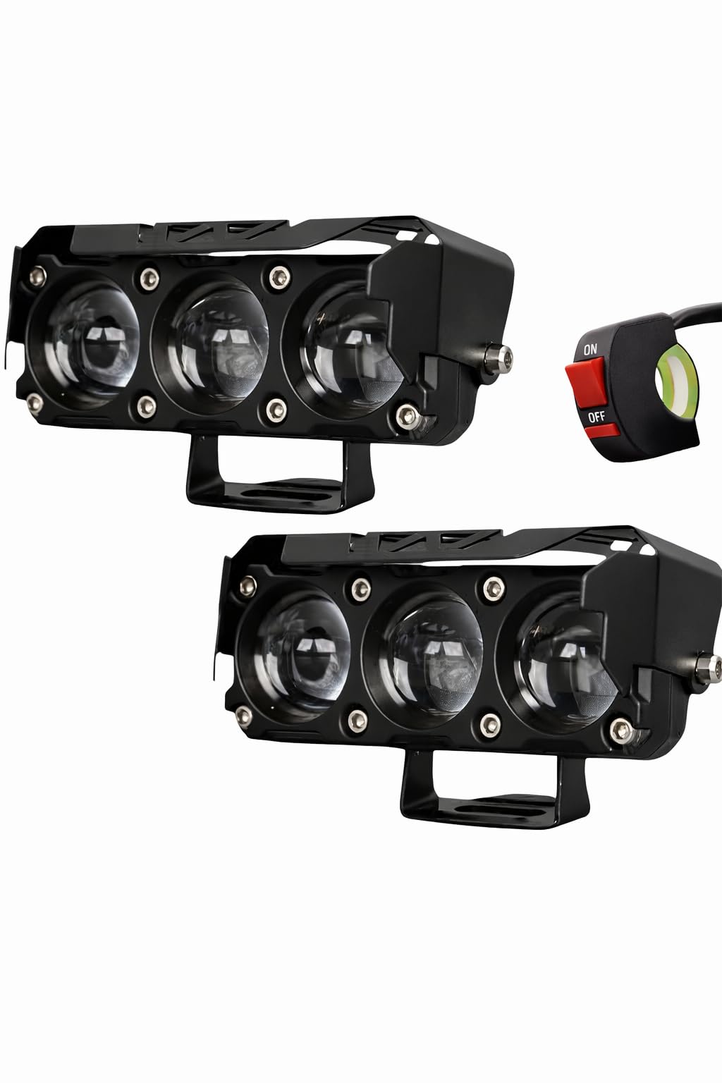 3 Lens Imported Fog Light 12V 200W Dc, Pack Of 2, 3 Way Switch-image-23