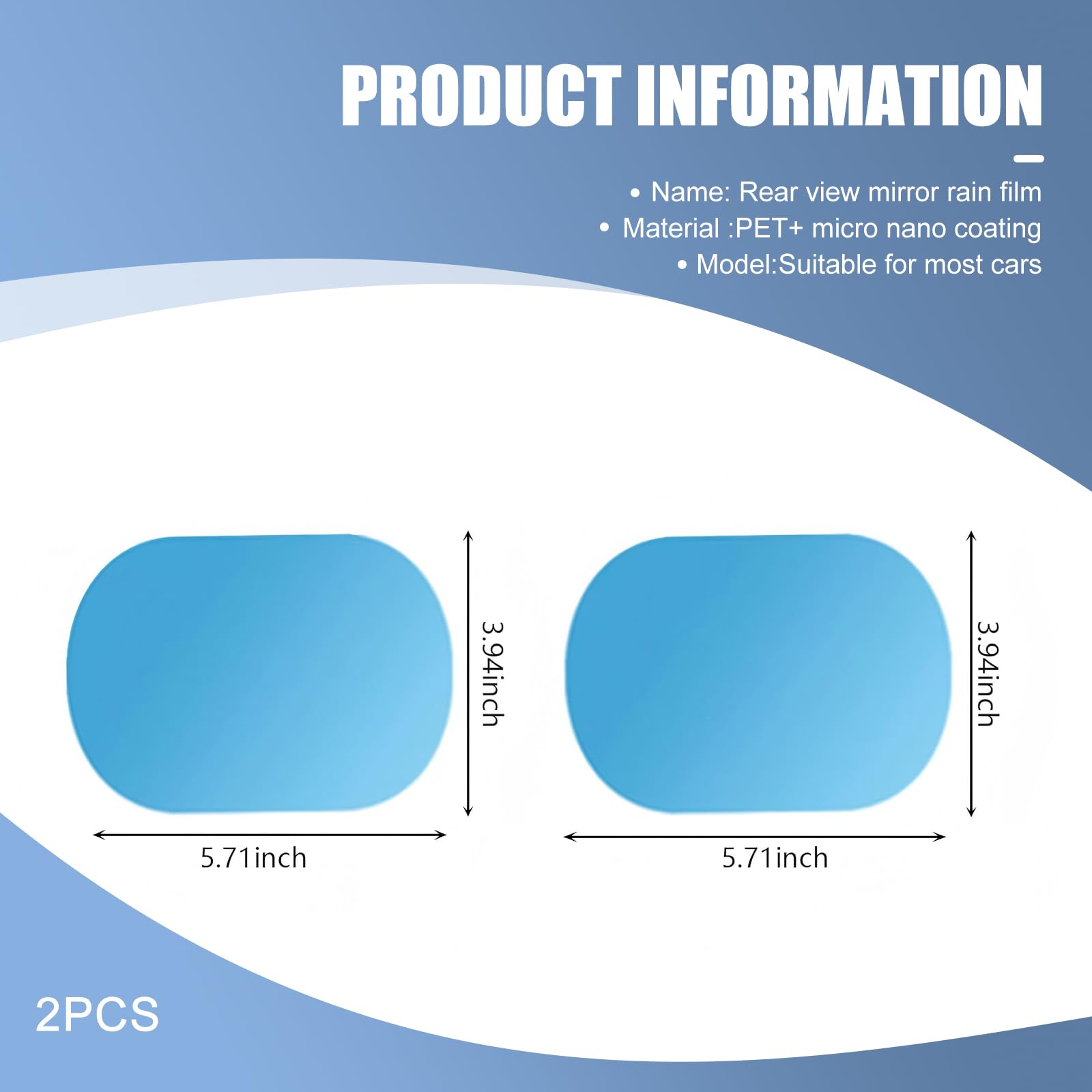 SLIMI 2 PCS Car Rear View Mirror Waterproof Film, Anti Fog Glare Rear View Mirror Sticker, HD Protective Clear Auto Parts, Rain Proof Film for Car Window, for Most Cars (Transparent)