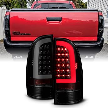 VIPMOTOZ Neon Tube LED Tail Light Lamp Assembly For 2005-2015 Toyota Tacoma - Matte Black Housing, Smoke Lens, Driver and Passenger Side