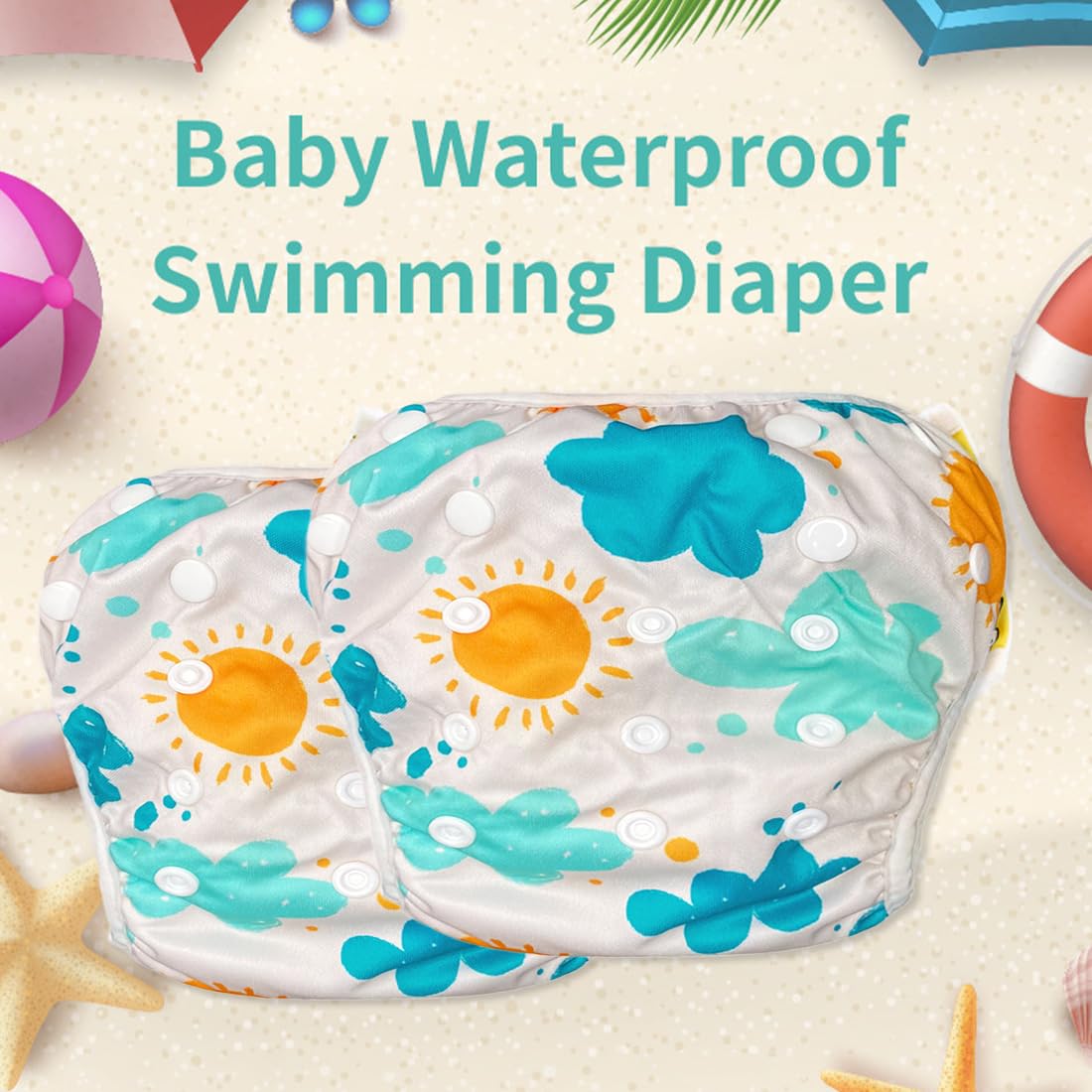 1 Pezzo Pannolino da Bagno Nuovo, Riutilizzabile, Adorabile, con Volant, per Bambine/Ragazze, Costume Contenitivo Neonata, Costumino, Pannolino Piscina Neonato (1-2 anni)