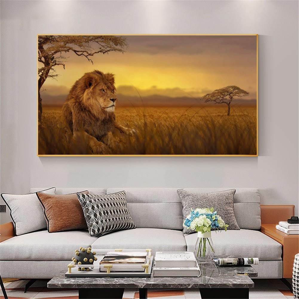 Broderie Diamant Kit Complet Grand Format 80x160cm Lion des prairies