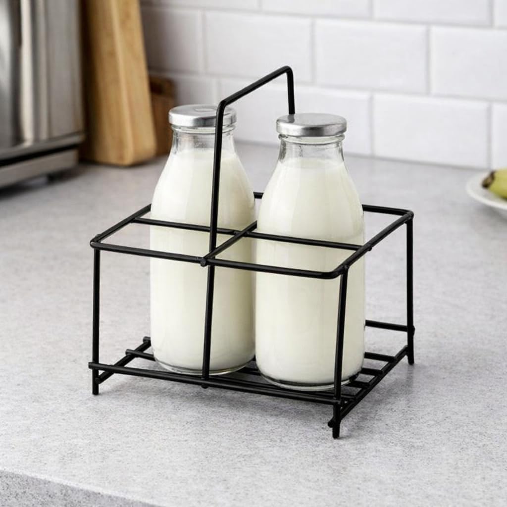 58893 Milk Bottle Holder/Bottle Rack/Milk Stand (4 Bottle) - Black-image-18