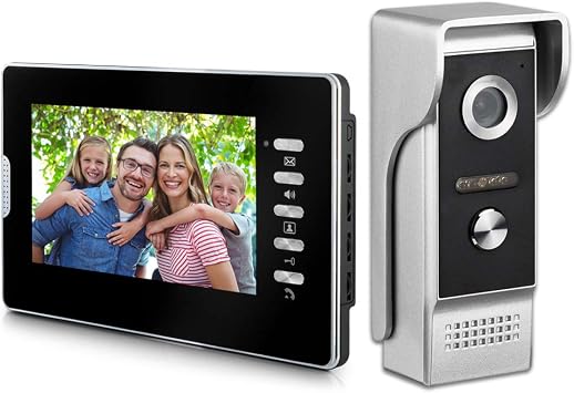 Wired Video Doorbell Intercom System, 7 Inches Monitor Video Doorbell Door Phone Kits with HD Camera Support Unlock, Monitoring, Dual-Way Intercom for Villa Home Office Apartment