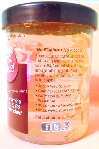 Miniatura 2 de Softee Gel de peinado de aceite de argán 8 onzas, amarillo, 8 onzas