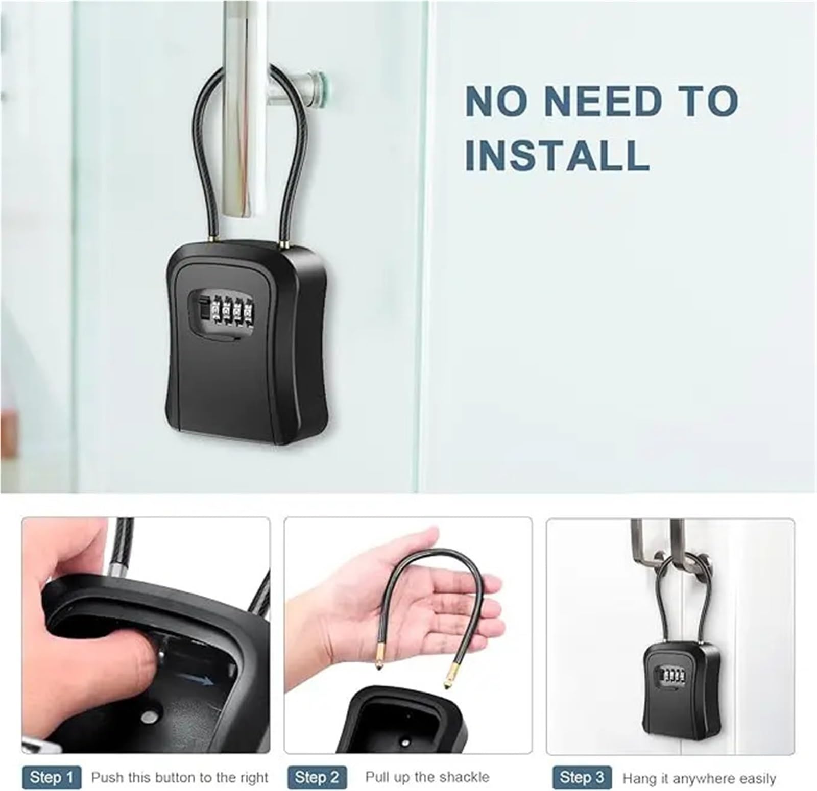 Caja de seguridad waterproof con código de 4 dígitos para uso en exteriores espacio de almacenamiento adical para les armario seguro para el hogar y el jardín