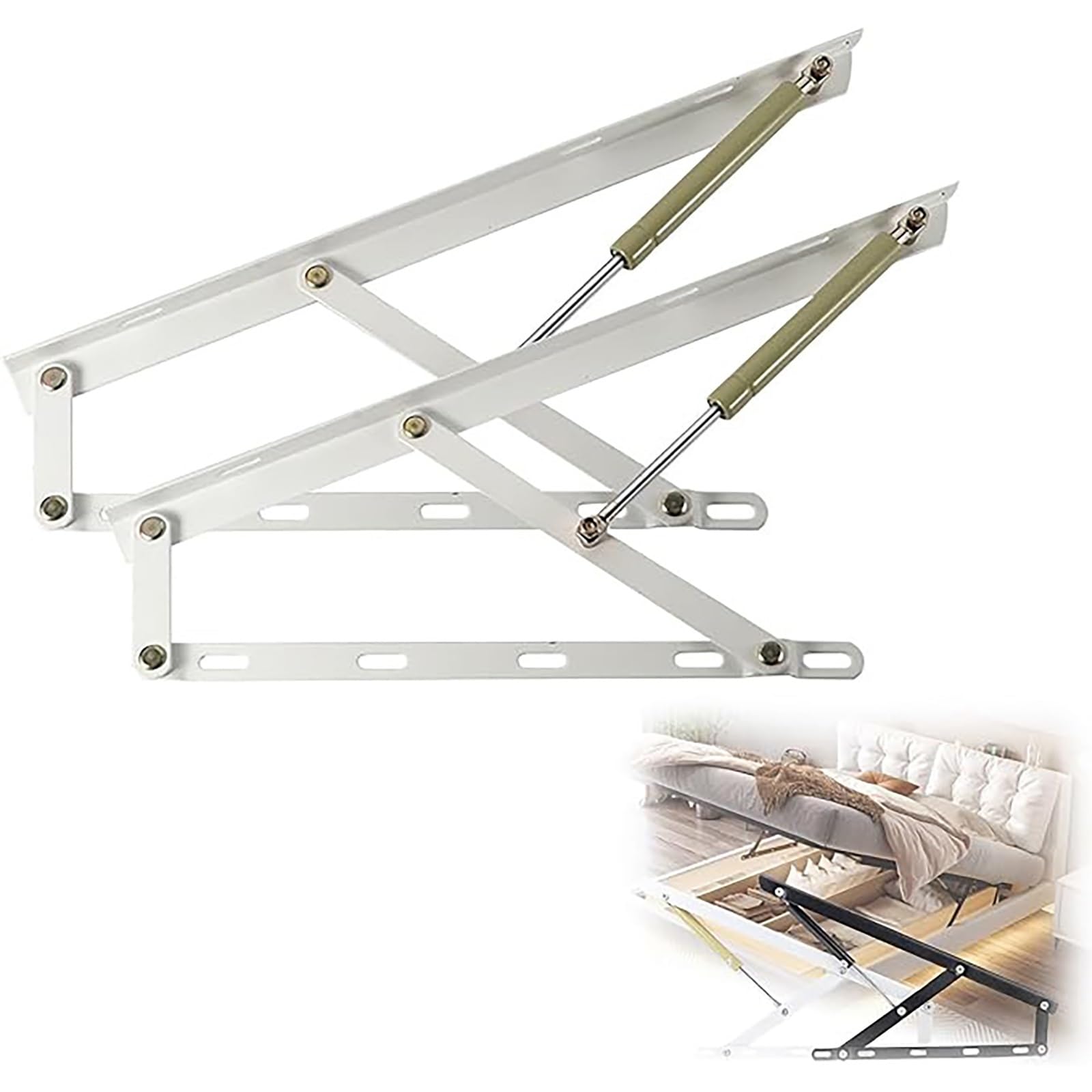 DFGHNBVC Heavy Duty Hydraulic Bed Lift Mechanism Kit For Folding Storage Beds - Durable And Easy To Install Hydraulic Lift System,White-1500Mm
