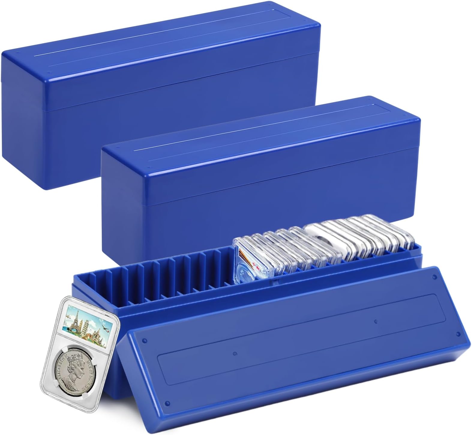 Coin Slab Storage Boxes, 3 Packs Coin Holder Organizer Boxes with 20 Slots, Plastic Coin Storage Cases Set for 60 Coin Slabs, Compatible with PCGS NGC PMGab Coin Holders(Include Boxes Only)