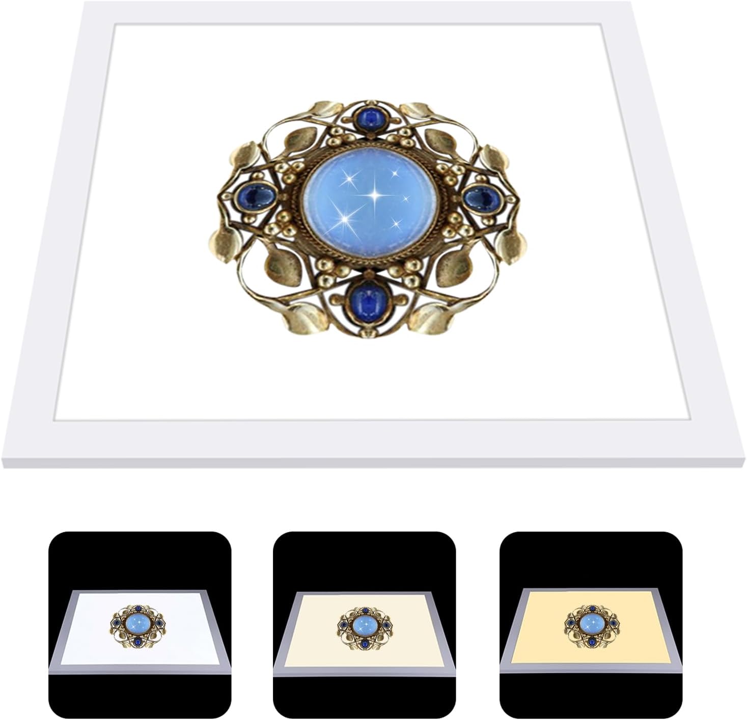 PULUZ Photo Studio Fill Light LED Shadowless Light Panel 15in X 15in / 38 x 38cm Dimmable Photography Softbox Bottom Light for Food Jewelry Cosmetic Crafts US Plug