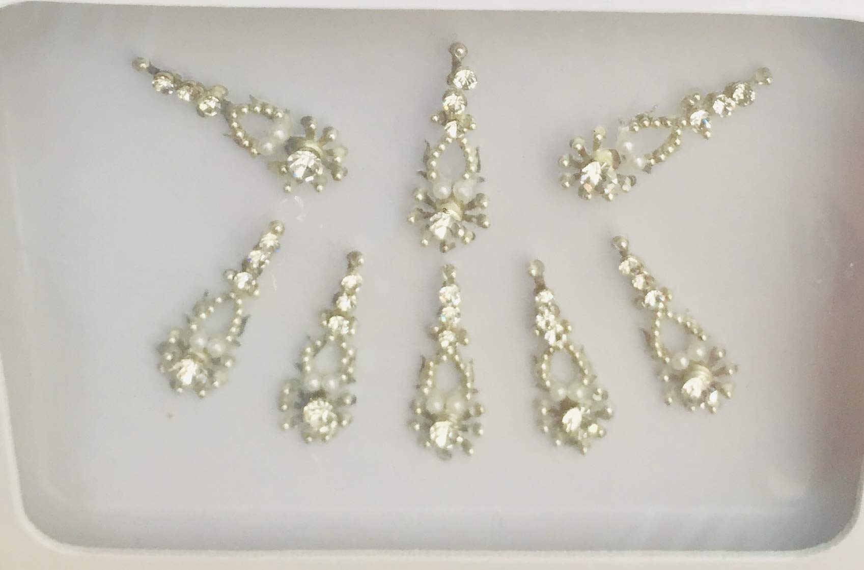 BA195 Silver Bindi Tattoo Bollywood Fancy Party Forehead Sticker Eid Wedding Tika