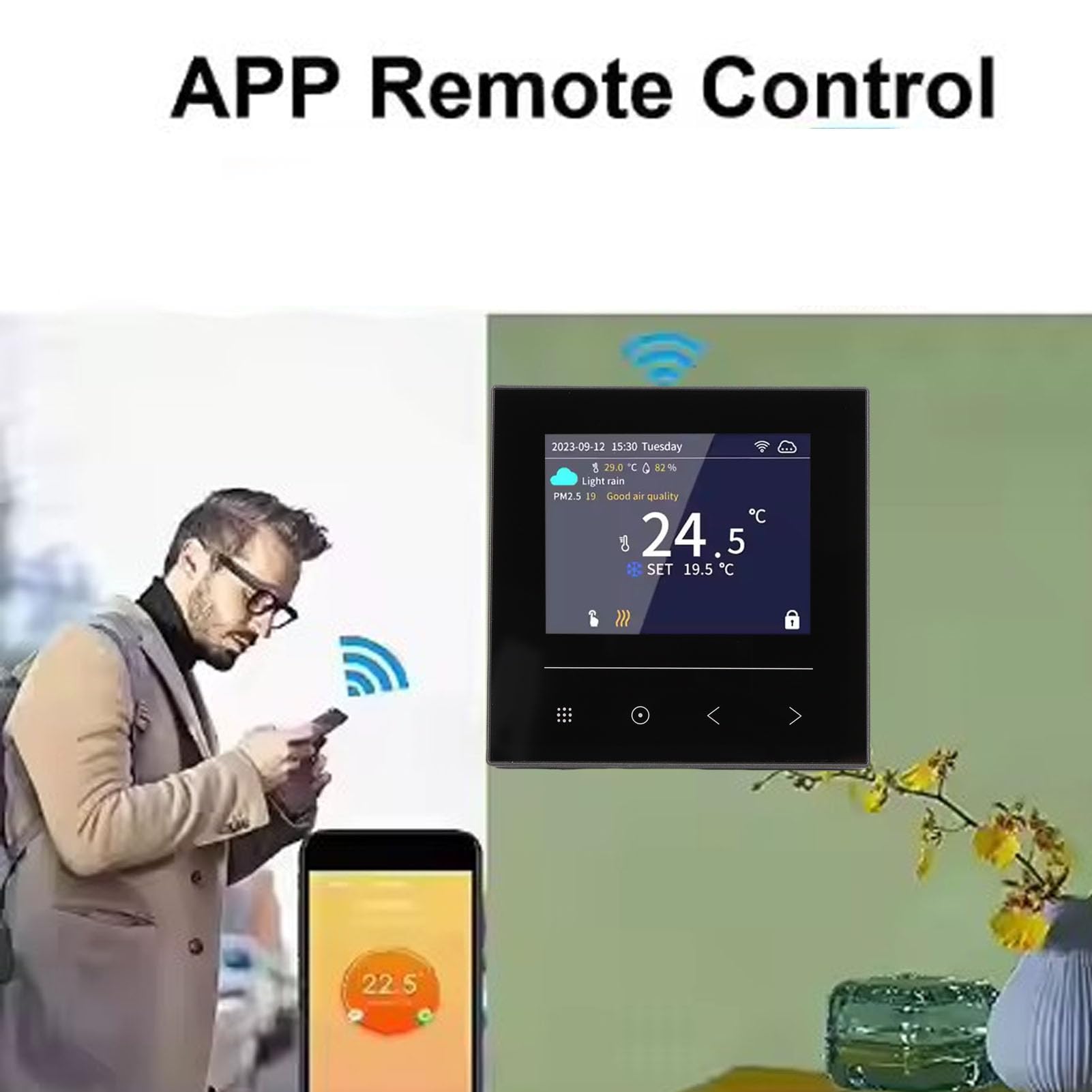 Generic Termostato Inteligente con Pantalla LCD, Control WiFi, Controlador de Temperatura de Alta Precisión para Uso Doméstico Conveniente, 1 Pieza, ABS