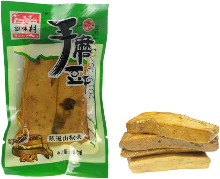 Chongqing Speciality: Baiweicun Dried Bean Curd Tofu Snacks Pickled Pepper 500g/17.6oz