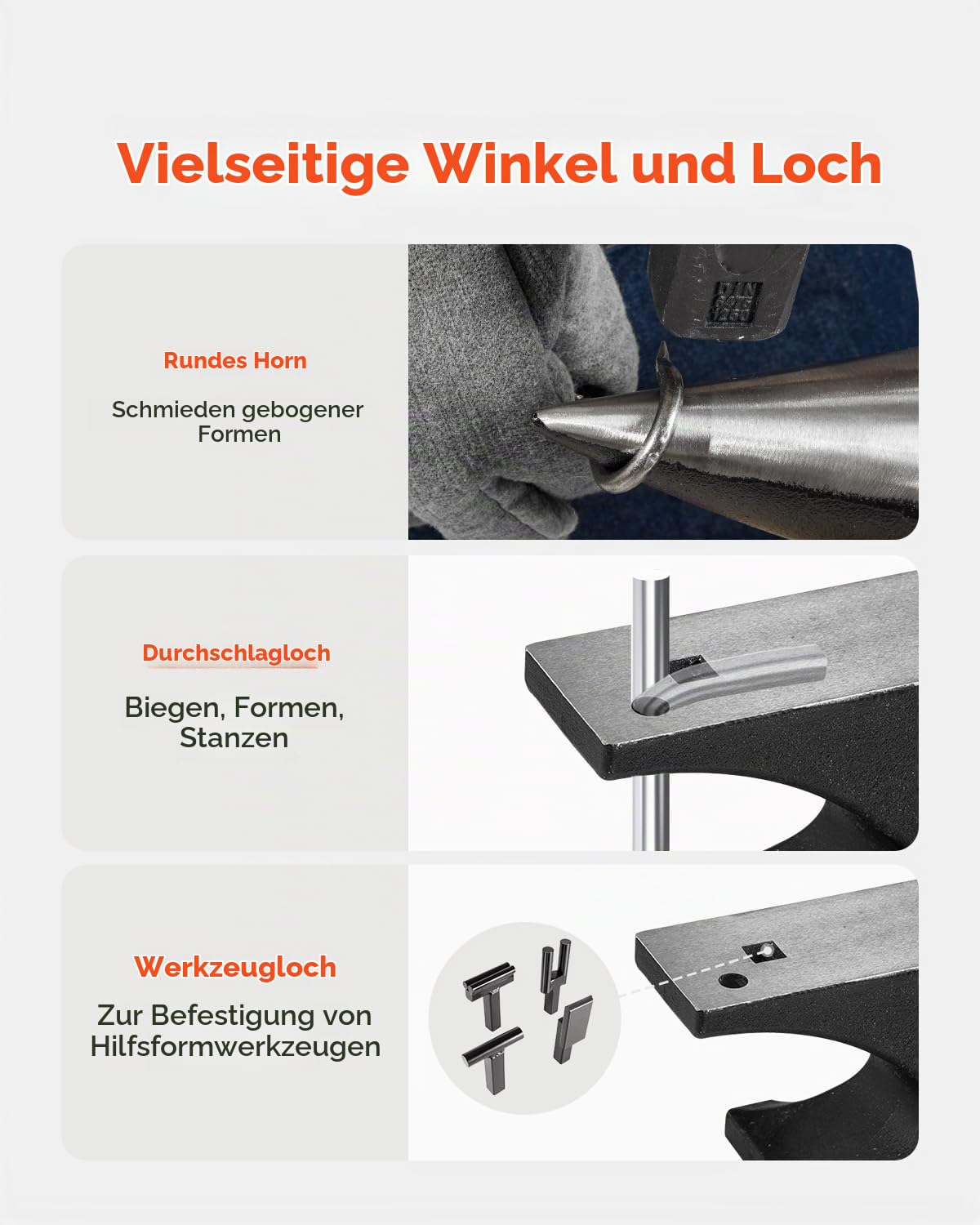 VEVOR Einzelhornamboss schwerer Amboss aus Gussstahl 11 kg robuster runder Hornamboss mit hoher Härte & stabiler Basis, Metallbearbeitungswerkzeug zum Biegen Formen Verdrehen von Metall
